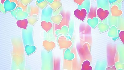 multicolor hearts falling loopable background