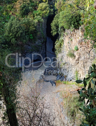 Alcantara river gorge in Sicily, Italy