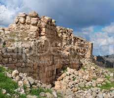 Ruins of crusader castle Bayt Itab near Jerusalem, Israel