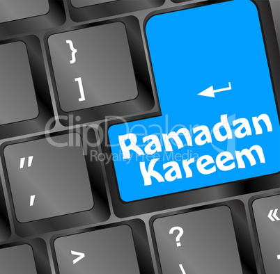 Computer keyboard with ramadan kareem word on it