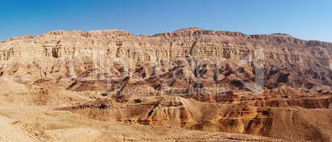 Rim wall of the Small Crater (Makhtesh Katan) in Israel's Negev desert