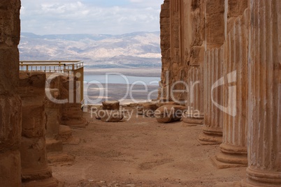 Ruins of ancient colonnade of King Herod's palace in Masada