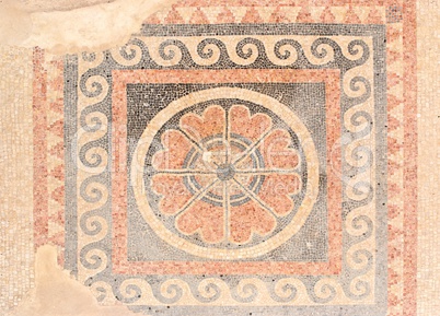 Ancient mosaic floor from  King Herod palace in Masada