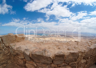 Desert landscape near the Dead Sea seen from Masada fortress