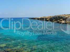 Turquoise blue water of the Mediterranean sea in Cyprus