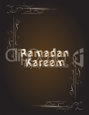 Ramadan Kareem gold lettering star new moon, mockup Islamic greeting card