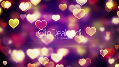 glowing heart shapes bokeh lights loopable background