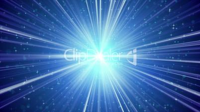 blue shining light rays and stars loopable background