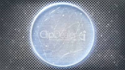 neon glowing circle on metal loop background