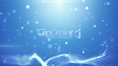 blue bokeh lights and wavy lines loopable background