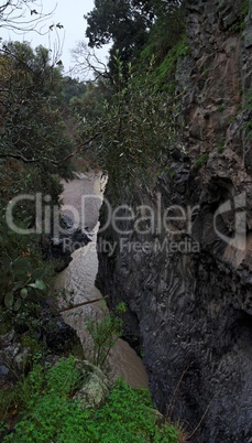 Alcantara river gorge in Sicily, Italy
