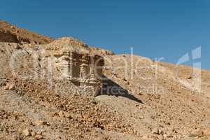 Scenic rock in stone desert near Dead Sea in Israel
