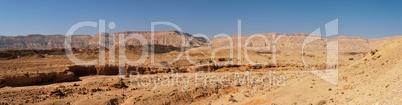 Scenic desert landscape in the Small Crater (Makhtesh Katan) in Israel's Negev desert