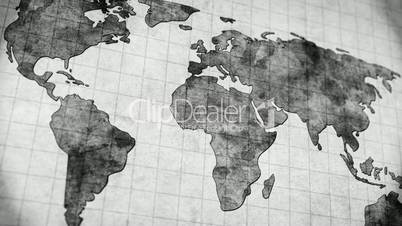 vintage world map loopable panning animation