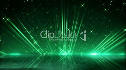 green light beams and shimmering particles loopable background