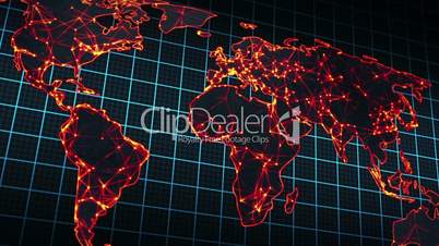 glowing map of world seamless loop panning