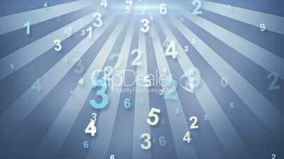 numbers falling in circular rays loop animation