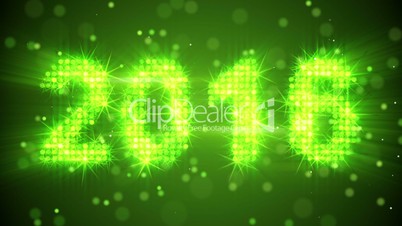 new year 2016 greeting glowing green particles loop