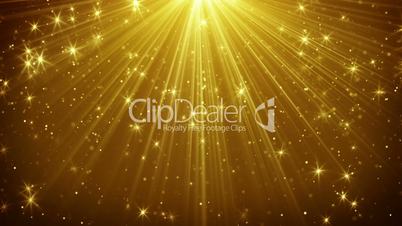 gold light rays and stars loopable background