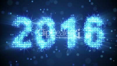 new year 2016 greeting glowing blue particles loop