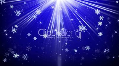 snowflakes in blue light beams loopable animation