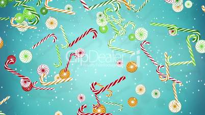 colorful christmas candy canes falling loopable background