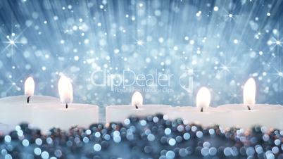 burning candles and glitter particles seamless loop