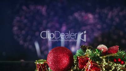 christmas decorations and fireworks loopable