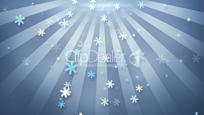 snowflake shapes falling in circular rays loopable animation