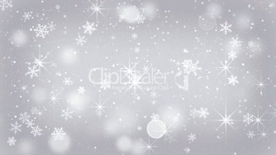 silver snowflakes and stars falling seamless loop