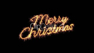 sparkler text animation merry christmas new year greeting loopable