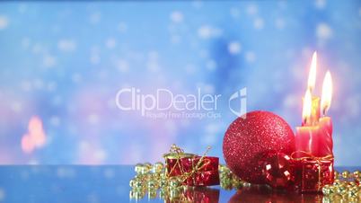christmas decorations and snowfall loopable background