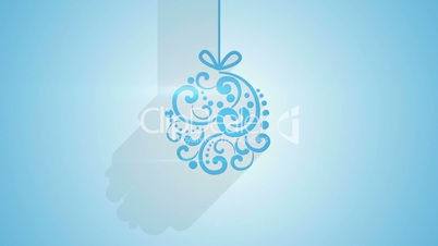 blue flat christmas ball decoration with long shadows