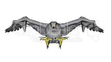 White falcon flying - 3D render