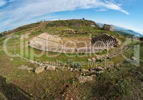 Ancient Greek amfitheater fisheye view in Morgantina, Sicily