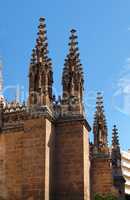 Gothic steeples on the cathedral of Granada, Spain