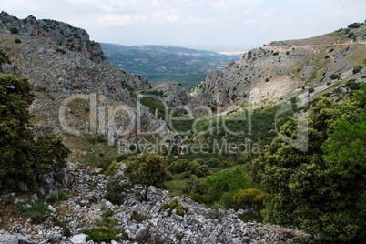 Rocky gorge Mirador de Bailon near Zuheros  in Spain in cloudy day