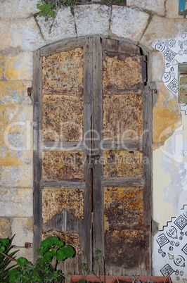 Closed door of an old house