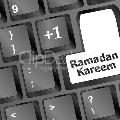 Computer keyboard with ramadan kareem word on it