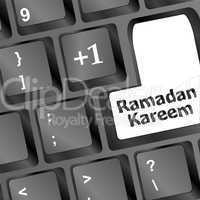 Computer keyboard with ramadan kareem word on it