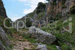 Rocky Mirador de Bailon gorge near Zuheros  in Spain in cloudy day