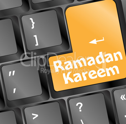 Computer keyboard with ramadan kareem word on it