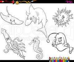 sea life cartoon coloring page