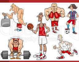 sportsmen and sports cartoon set