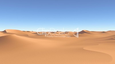 Flying over the desert dunes and sand