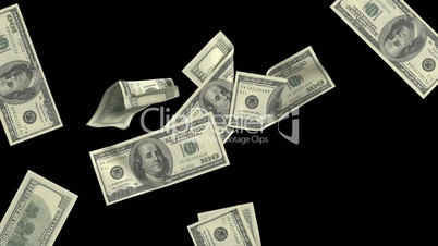 Dollar bills sticking to the screen. Black-and-white mask. Isolated on white and black background. animations in full HD.