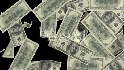 Dollar bills sticking to the screen. Black-and-white mask. Isolated on white and black background. animations in full HD.