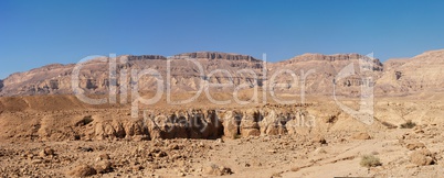 Scenic desert landscape in the Small Crater (Makhtesh Katan) in Israel's Negev desert