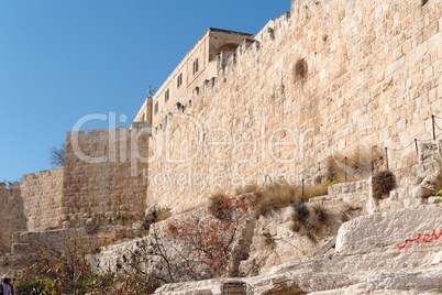 Wall of Jerusalem Old City near the Dung gate