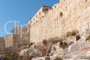 Wall of Jerusalem Old City near the Dung gate